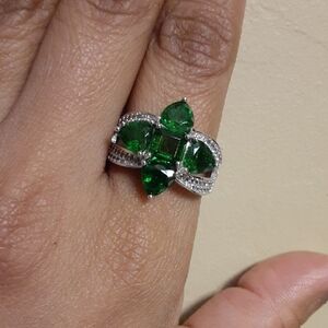 925 Chrome Diopside And Zircon Ring. FIRM.